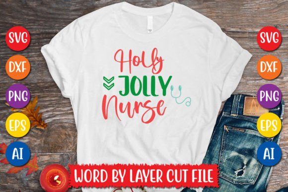 Holly Jolly Nurse SVG: Graphics for T-Shirt Designs